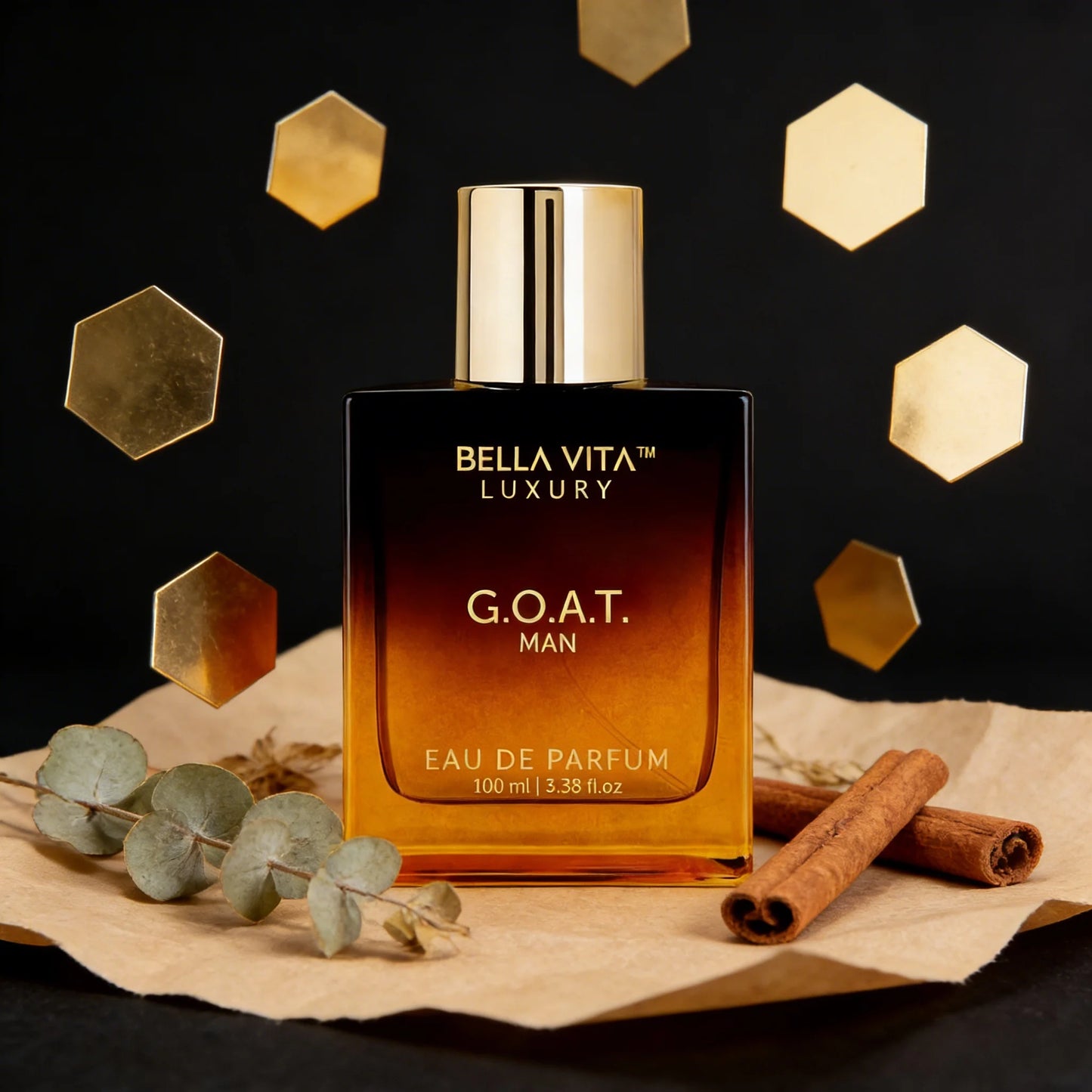 Bella Vita Luxury G.O.A.T Man Eau de Parfum Rich Warm Woody Spicy Scent Gradient Amber Square Bottle Long Lasting Masculine Perfume Ideal Holiday Gift for Him