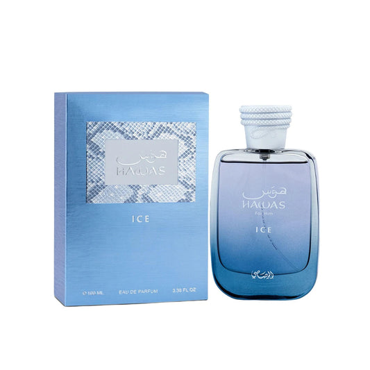 Rasasi Hawas Ice Men’s EDP – Icy Fresh Citrus Aroma, Long-Lasting, 100 ml / 3.4 fl oz