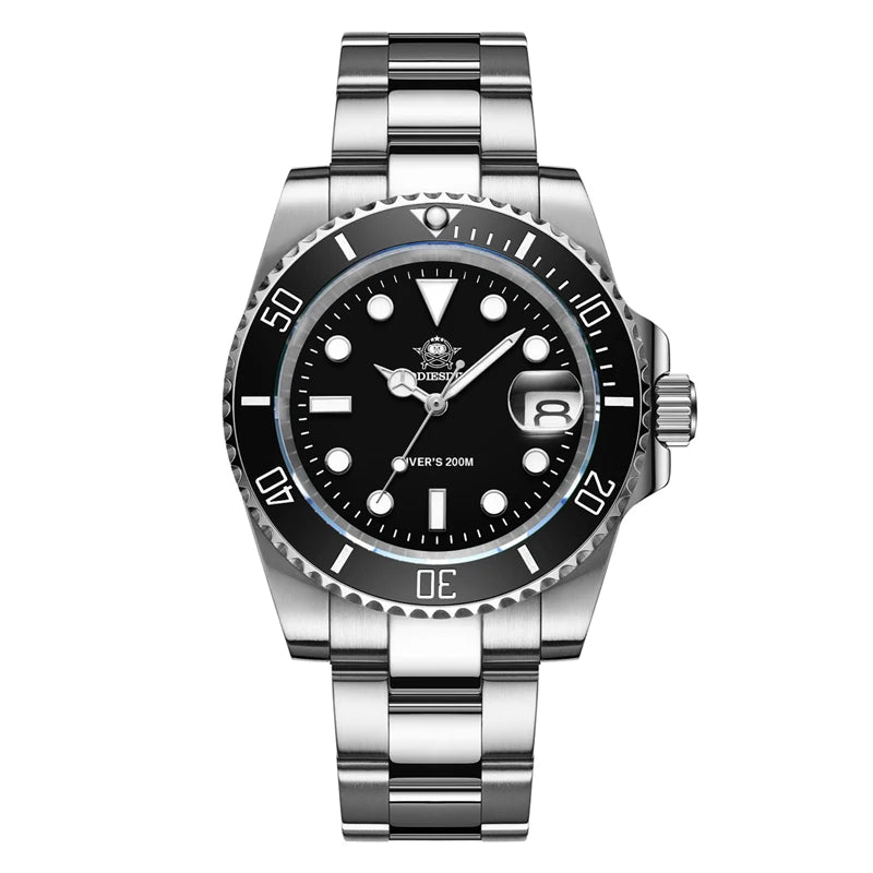 ADDIESDIVE Stainless Steel Watch Men's European and American Business Leisure Quartz Watch Waterproof Outdoor Sports Watch