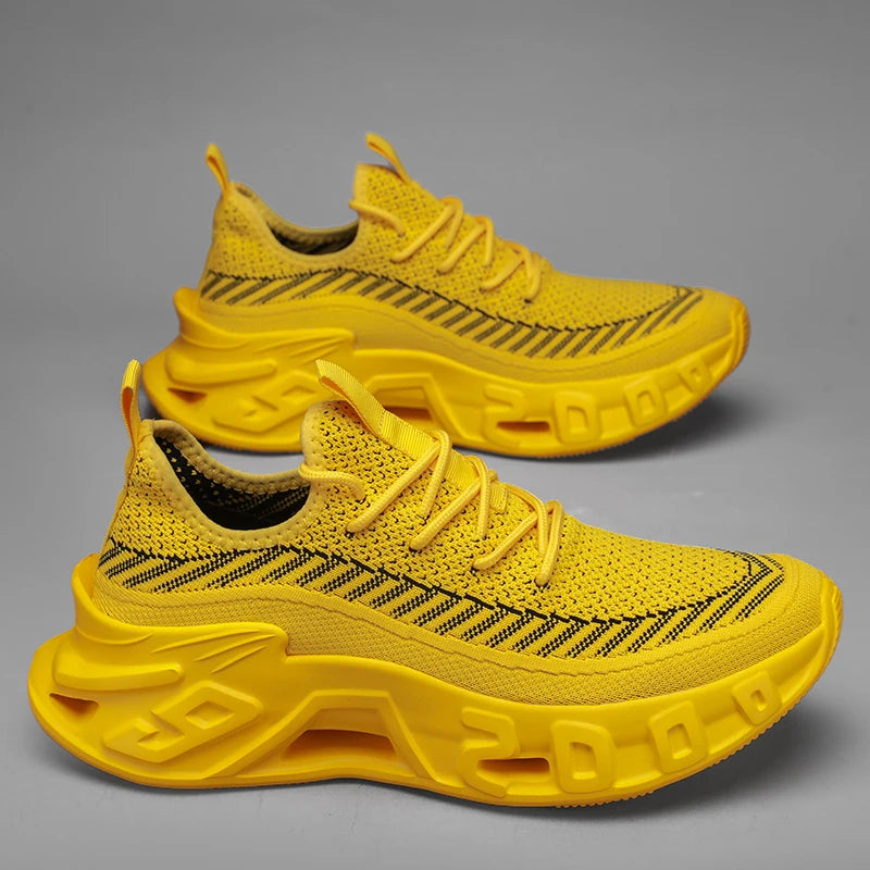 Trendy Men's Easiest for Match Breathable New Sports Shoes - Breathable Woven Upper with Striped Design, Lightweight and Plaid, Sports Shoes for Running, and Training Wear