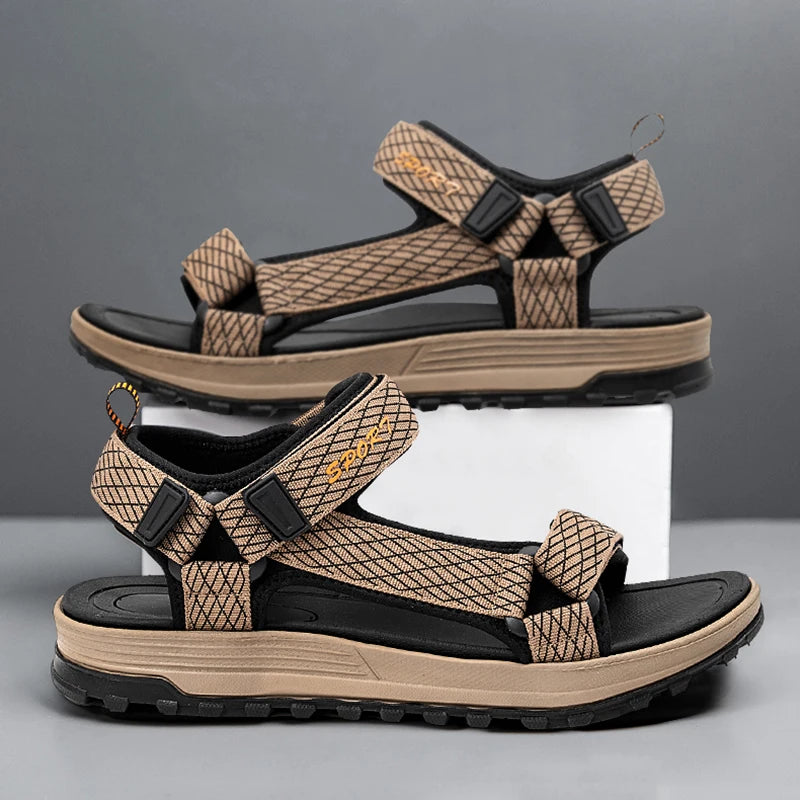 Summer Outdoor Sport Men Sandals Open Toe Breathable Casual Beach Shoe Black Antiskid Fashion Walking Sandalias