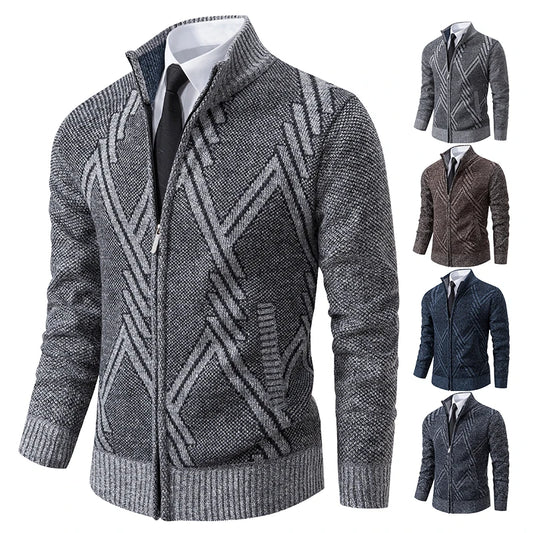 Spring Autumn Knit Cardigan Men Sweater Coat Man Clothes Brown Grey Brand Male Knitting Jackets