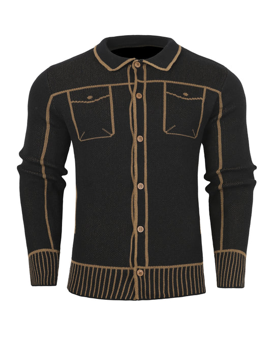 Men's Comfortable Open Cardigan Autumn Winter Casual Knitwear with Fake Pocket Design Fashionable Men's Sweater