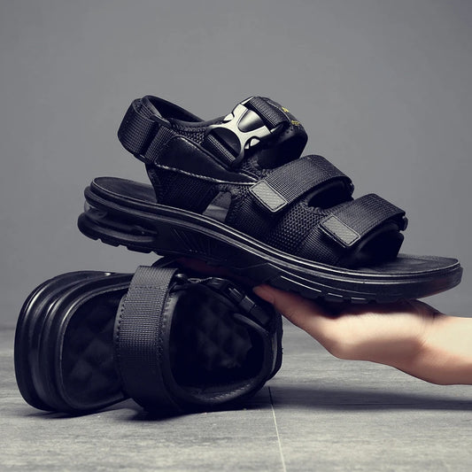 2023 New Design Men Rome Sandals Leather Fashion Sandals Black Men Summer Shoes Comfortable Cushion Soft Gladiator Sandals