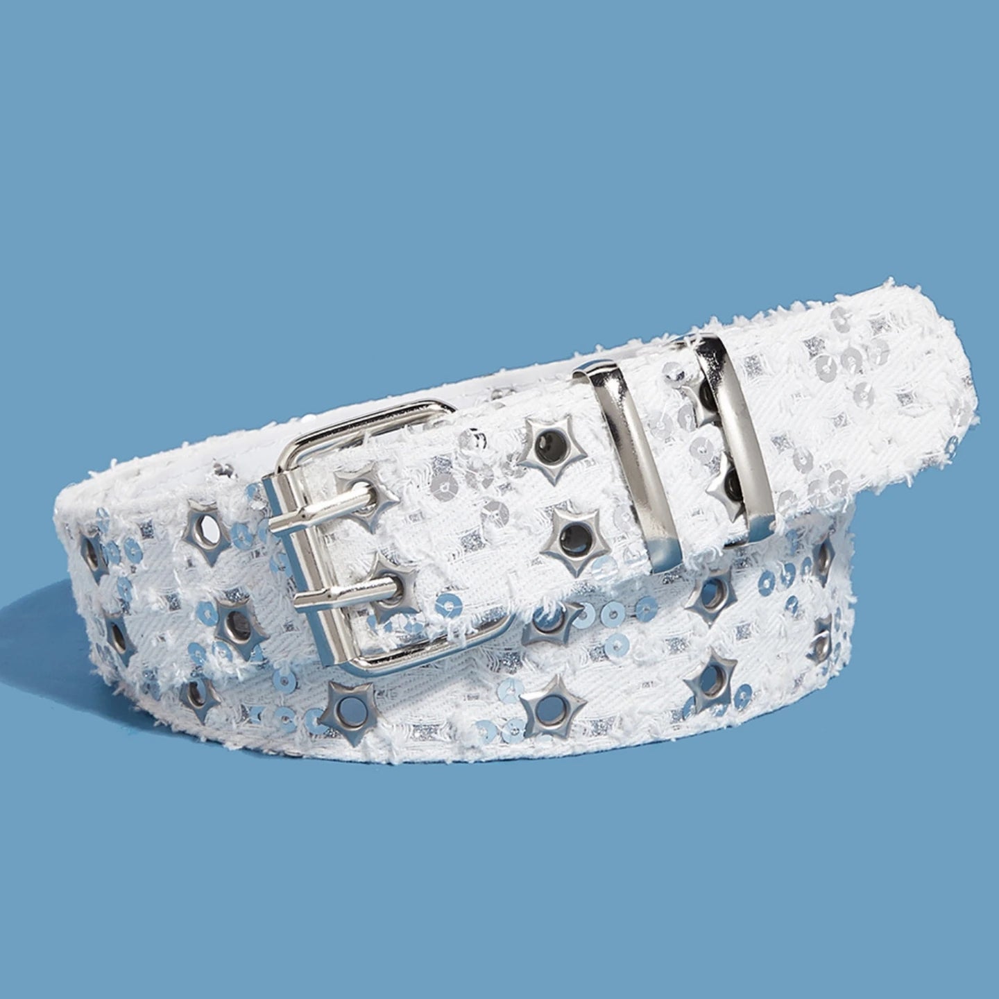 1Pc Fashion Luxury Belt Black Punk Accessories Blue Denim Girdle HipHop Y2k Star Hollowed Pin Buckle Waistband,For Men Women