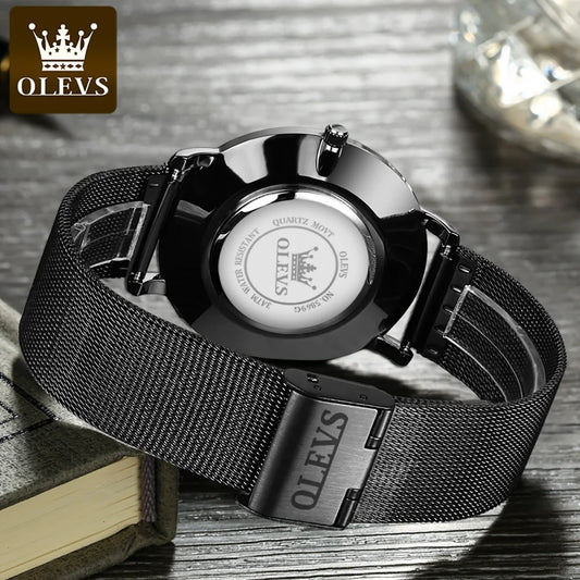 OLEVS 5869 Original Brand Fashion Men's Watch Simplicity Dial Trendy Quartz Watch Waterproof Date Milanese Mesh Belt Wristwatch