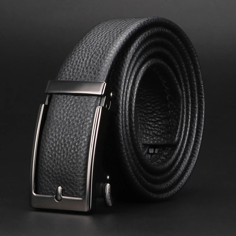 Premium Top Layer Cowhide Men'S Belt - Soft, Durable & Stylish With Automatic Alloy Buckle For Business Wear