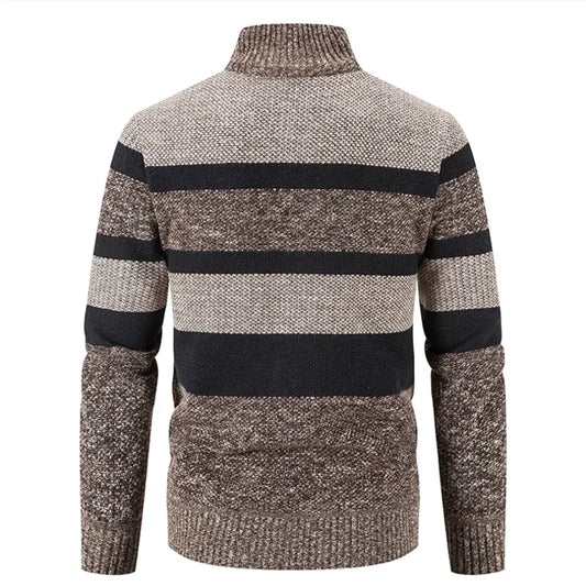 Autumn Winter Sweater Men Warm Cashmere Cotton Blended Pullovers Cardigan Men Fashion Casual Stand Collar Breathable Men Jackets