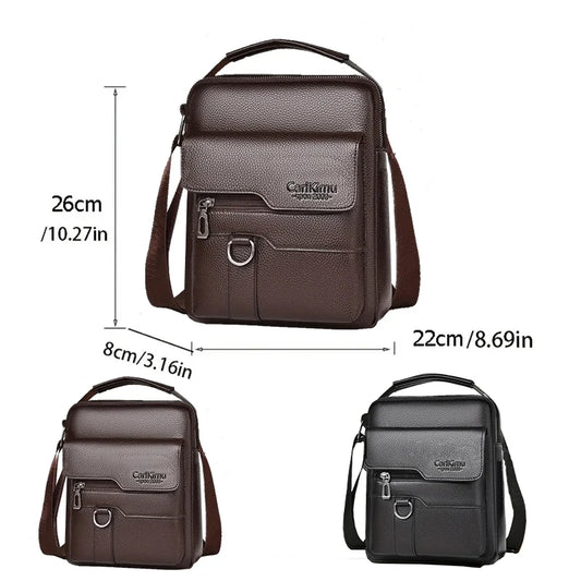 Everyday Versatile Vintage Leather Mens Crossbody Bag Trendy Secure Buckle Layout, Ideal for Shopping, Work and Weekend Trips