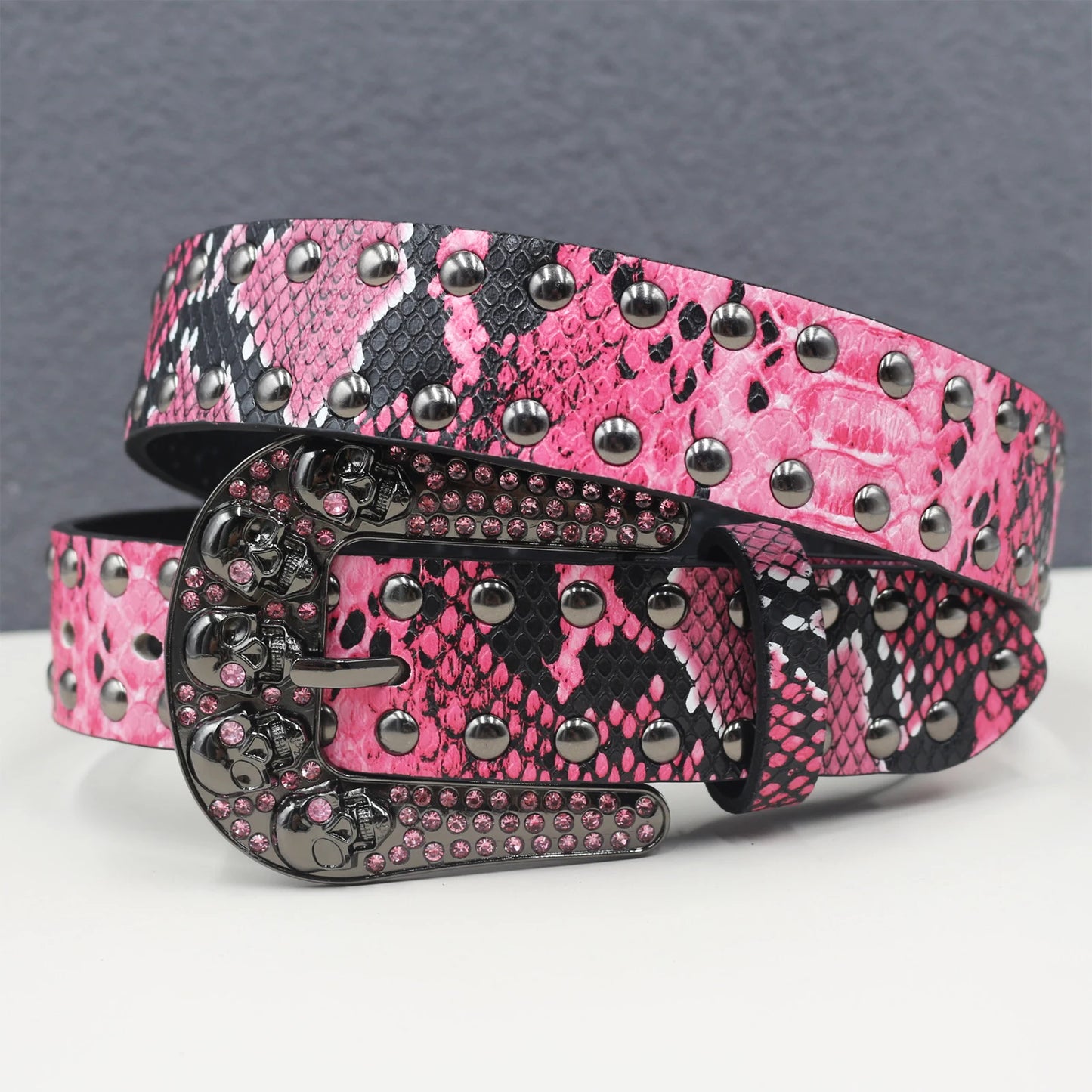 Pyramid Fashion Rivet Belt Snake Cat Paw Skull Men&Women's Studded Belt Punk Rock With Pin Buckle Drop Shipping Black