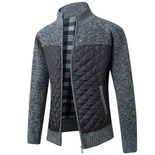 Men's Knitted Cardigan Coat Korean Slim Fit Trendy Sweater Autumn Winter Zip Up Mens Fleece Lined Top Clothing