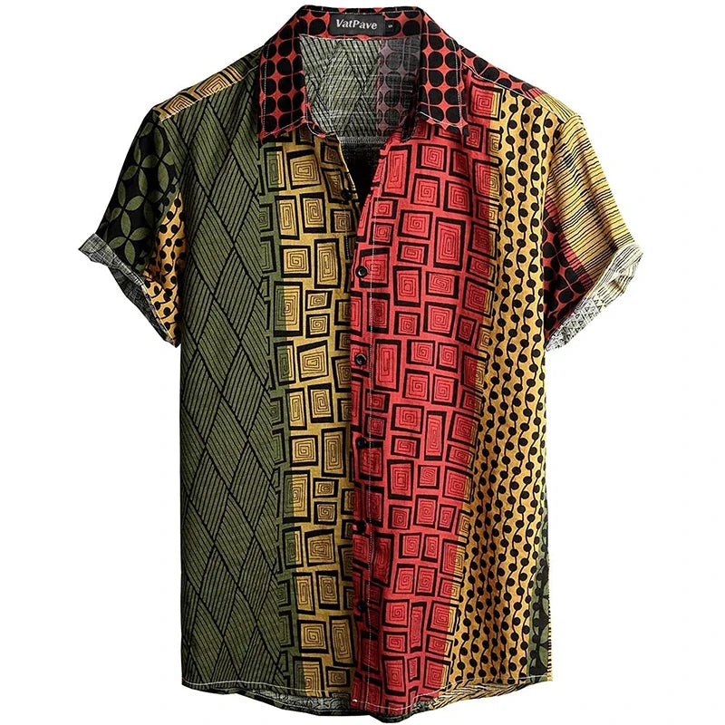Summer Men's Casual Hawaiian Floral 3D Full-Print Button Shirt Short Sleeve - Tropical Beach Men's Quick-Drying Breathable Top