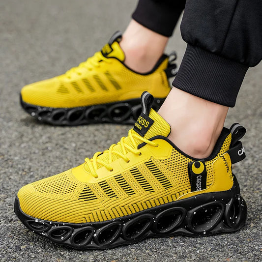 Men's Casual, Fashionable and Comfortable Shock-Absorbing Blade Shoes, Breathable Lace-Up Non-Slip Shoes, Suitable for Jogging, Daily Wear, Gym