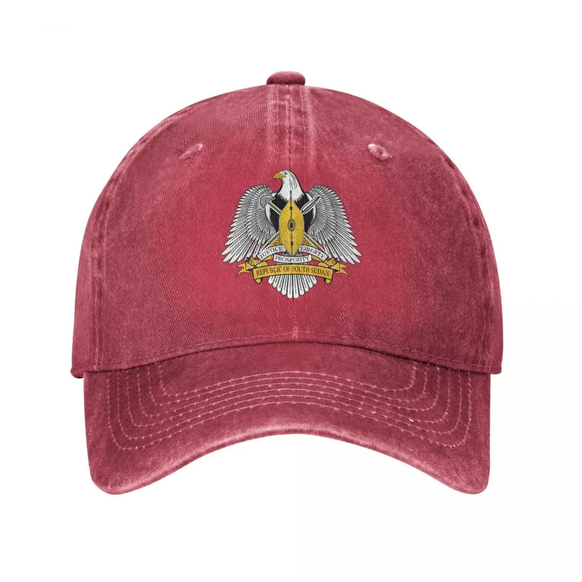 Men Baseball Cap South Sudan Emblem Charcoal Washed Denim Classic Vintage Cotton Dad Trucker Hat Unisex Adult