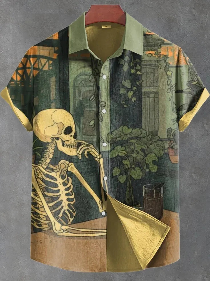 Fashion Men's Hawaiian Graphics Shirt Short Sleeved Button Down Lapel Shirt For Summer Oversized Tops Casual Shirts For Men