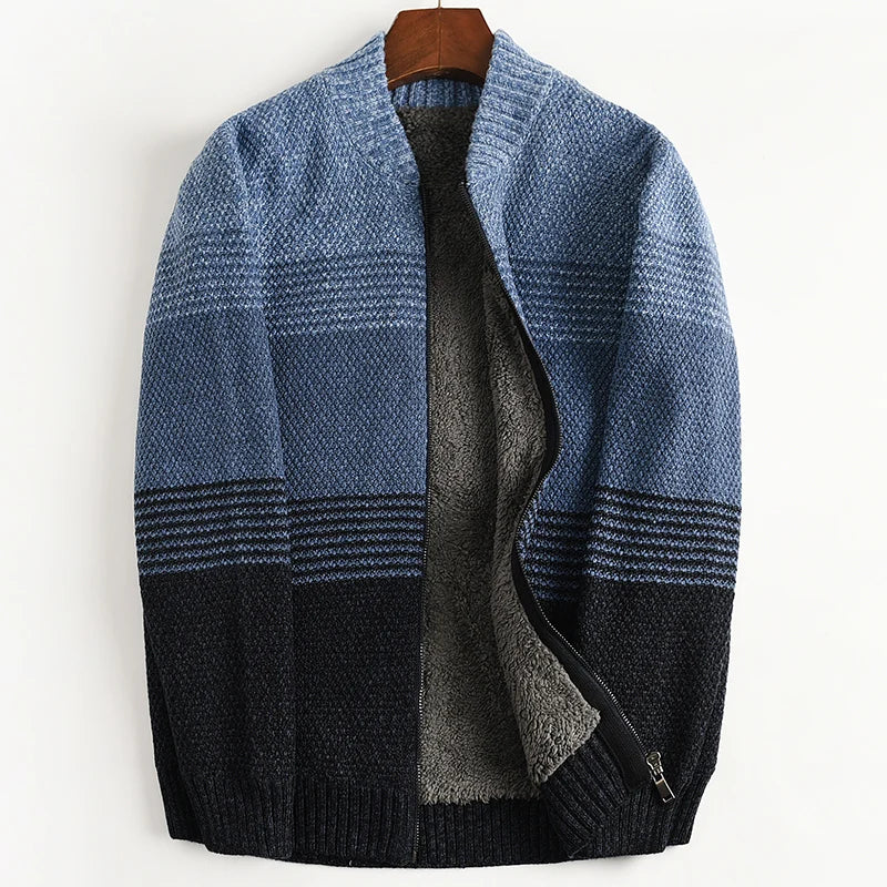 Men's Winter Thick Warm Snow Cotton Cardigan Sweater Rainbow Color plus Size 5XL 6XL 7XL Sweatcoat for Cold Weather