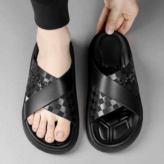 Street Style Men Slippers Outdoor Sandals Comfy Beach Flatws Soft Slides Summer Casual Shoes Quick Dry Male Half Drag Flip Flops