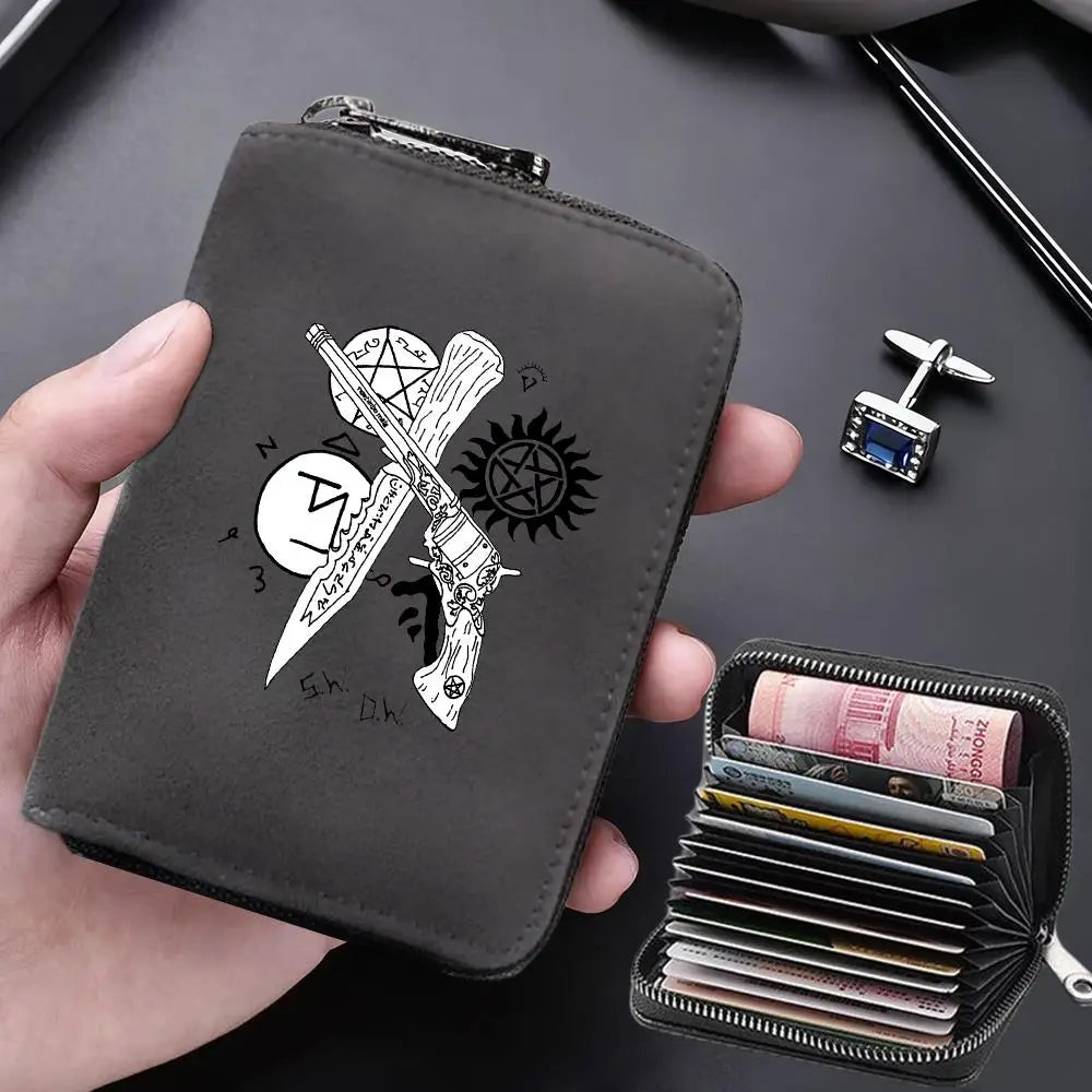 Supernatural Multifunctional Card Bag 11 Cards Slot Credit Card Holder Anti Demagnetization Wallets Cover Zipper Wallet for Men