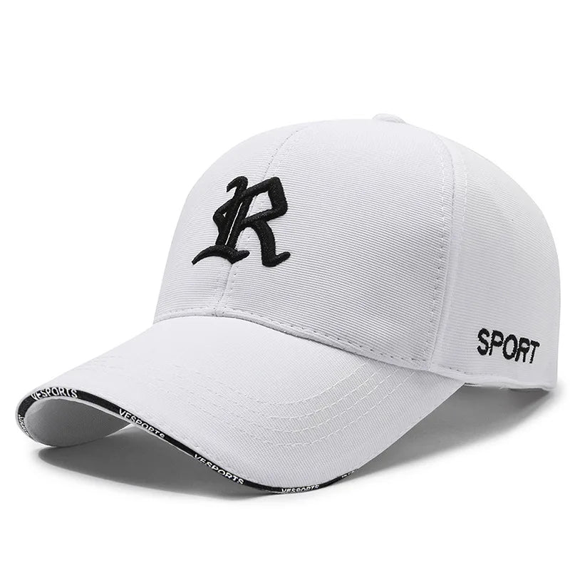 Fashionable letter R embroidered baseball cap for men and women, hip-hop trend for spring, summer, autumn, outdoor adjustable ca