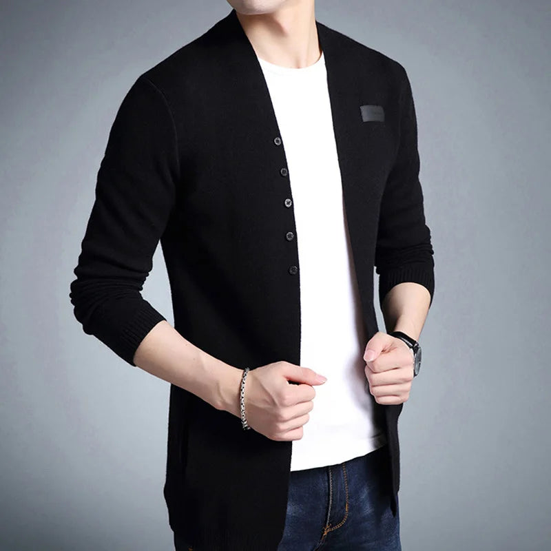 Men Spring Autumn Fashion Thin Sweater Coats Men Slim Fit V-Neck Cardigan Clothing Male Casual Knitted Jackets