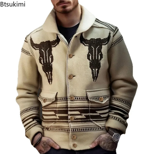 2026 Autumn Winter Men's Christmas Sweater Coat Thick Warm Sweater Cardigan Jumpers Zipper Coat with Pocket Men Knitted Sweater