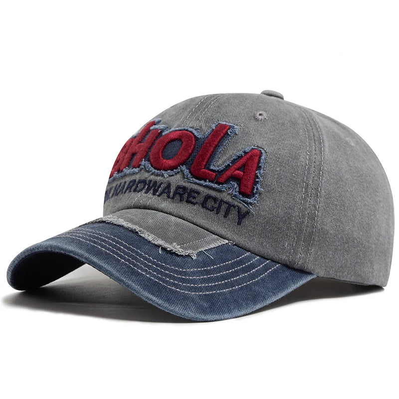 Men Women Baseball Caps BHOLA Fashion Letter Embroidery Hip Hop Cap Summer Washed Cotton Vintage Casual Sun Visor Hat Adjustable