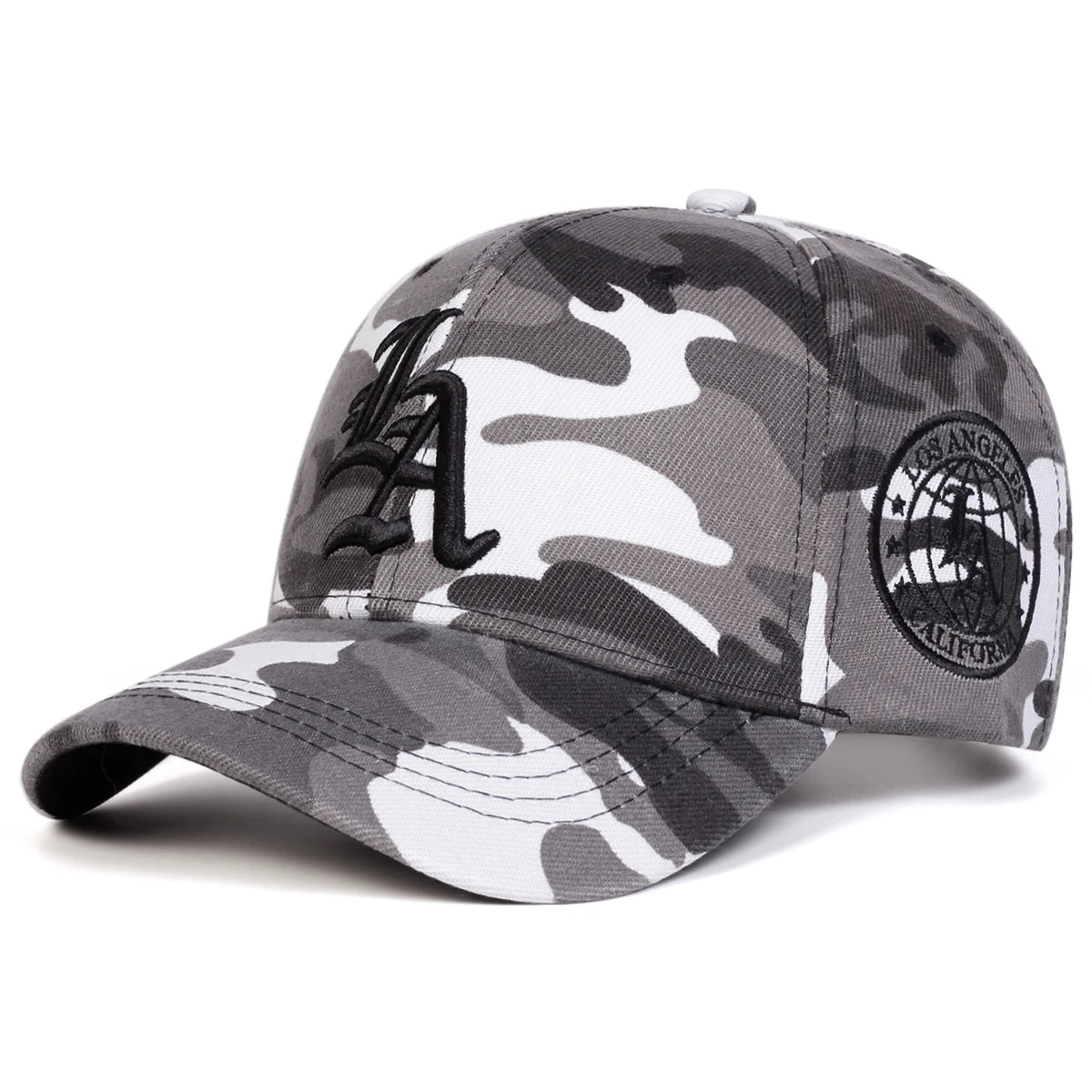 Unisex Gothic LA Embroidery Camouflage Baseball Caps Spring Autumn Outdoor Adjustable Casual Hats Sunscreen Hat Sports Cap