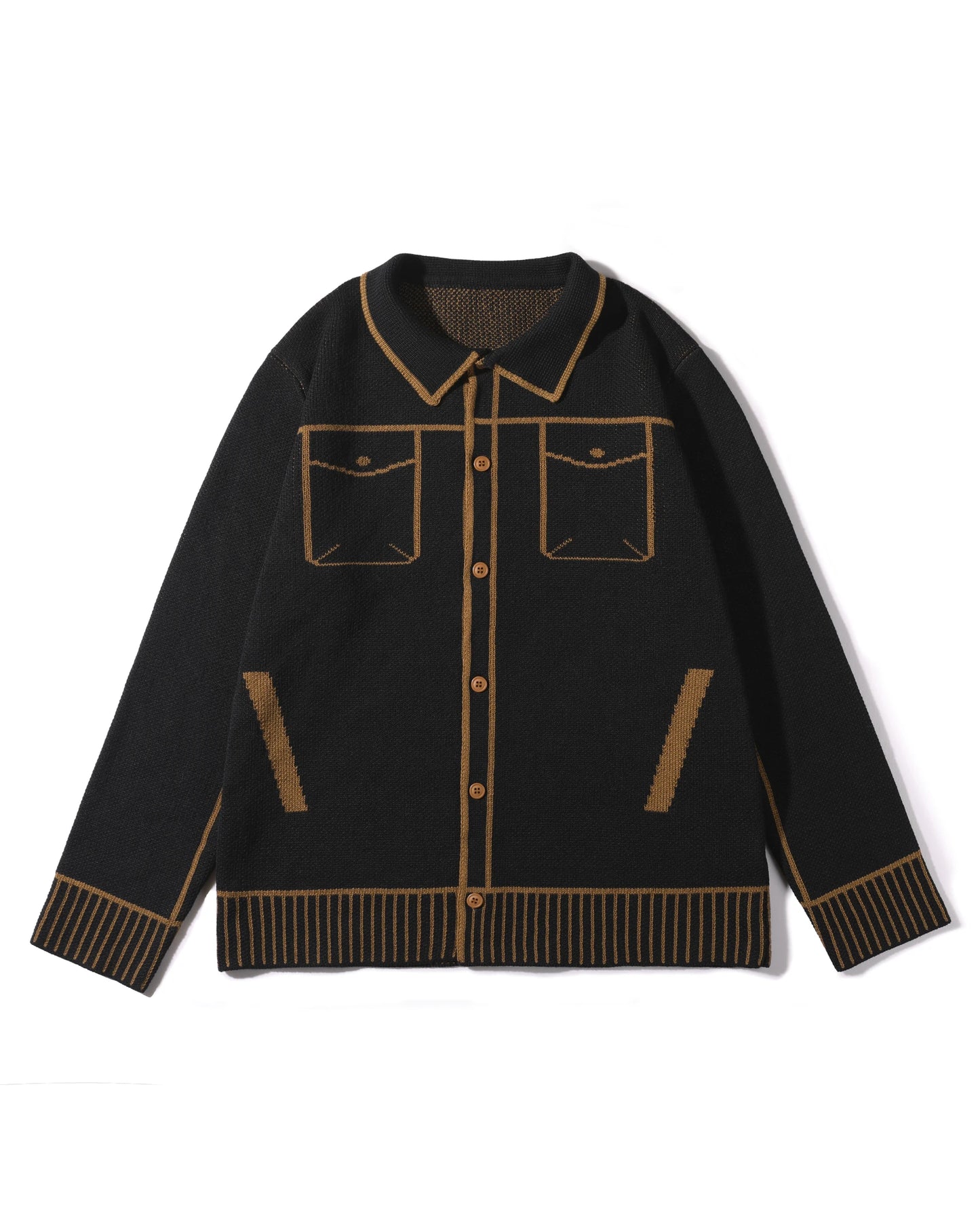 Men's Comfortable Open Cardigan Autumn Winter Casual Knitwear with Fake Pocket Design Fashionable Men's Sweater