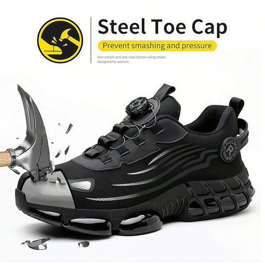 Indestructible Steel Toe Work Shoes for Men Women Rotating Button Safety Shoes Lightweight Construction Work Safety Shoes