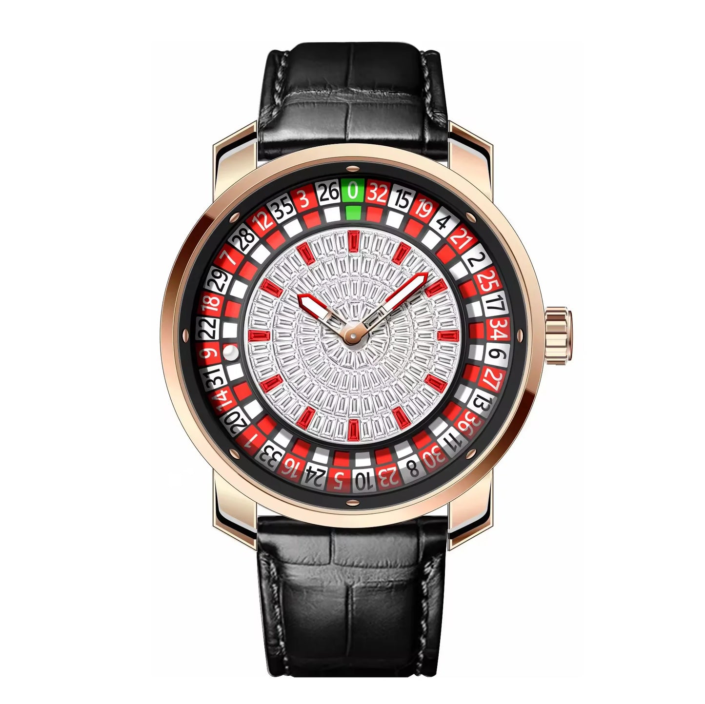 AILANG Fashionable and Noble Red Top Men Mechanical Watch Button Gambling Table Game Roulette Watches Pointer Sapphire Watch