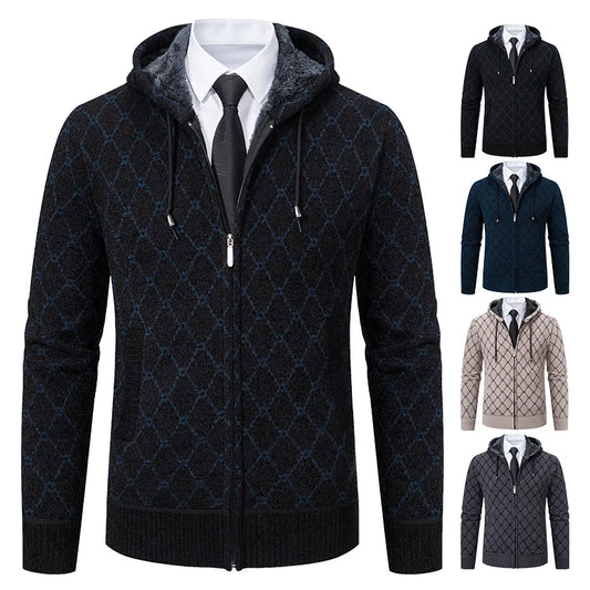 Winter plus velvet padded cardigan sweater men's sweater warm coat