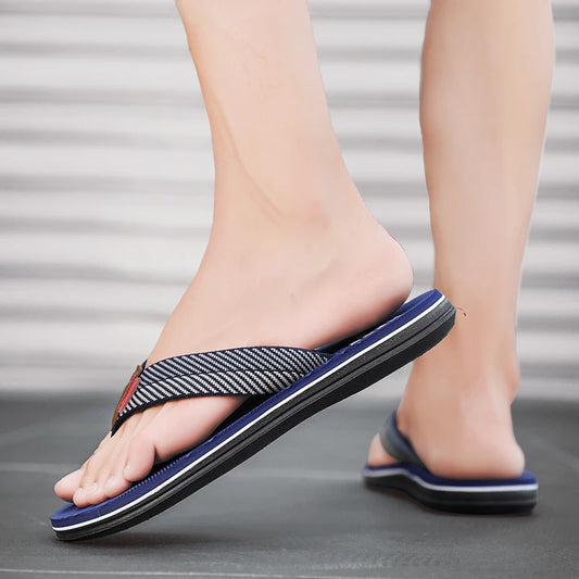 Men's Cotton Slippers Comfortable Breathable Home Footwear Soft Slip On Summer Sandals