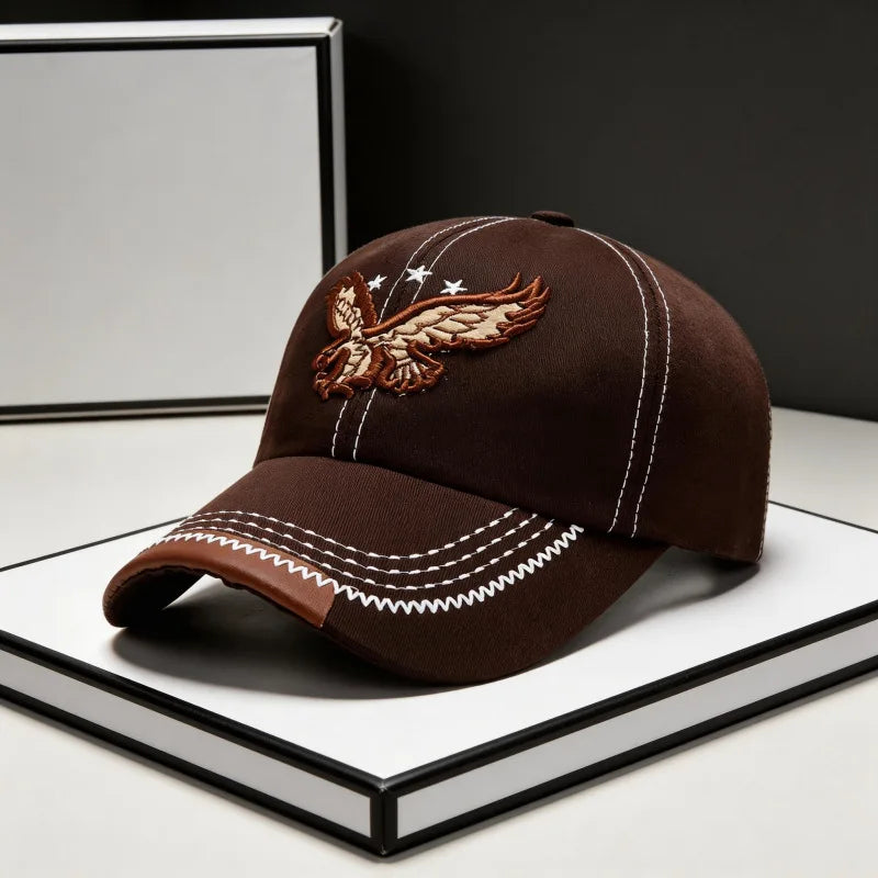 1pc Men's Eagle Embroidery Baseball Cap Korean Deepening Big Head Circumference Women's Trendy Casual Couple Sunscreen Sun Hat