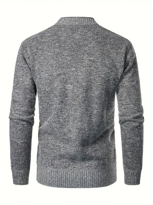 Men's Fleece Lined Knit Cardigan, V-Neck Button Sweater Jacket, Warm Casual Business Knitwear Coat for Autumn Winter
