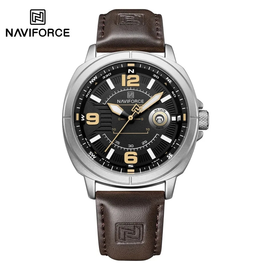 NAVIFORCE High Quality Male Wristwatch PU Band Calendar Brand Men Quartz Watch Auto Date Display Waterproof Clocks Reloj Hombre