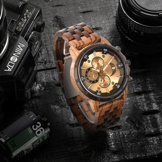 Man's Watches Wooden Watch Strap Hand Watch Quartz Wrist Watch for Men Chronograph Luxury Brand montre homme Gift Drop Shipping