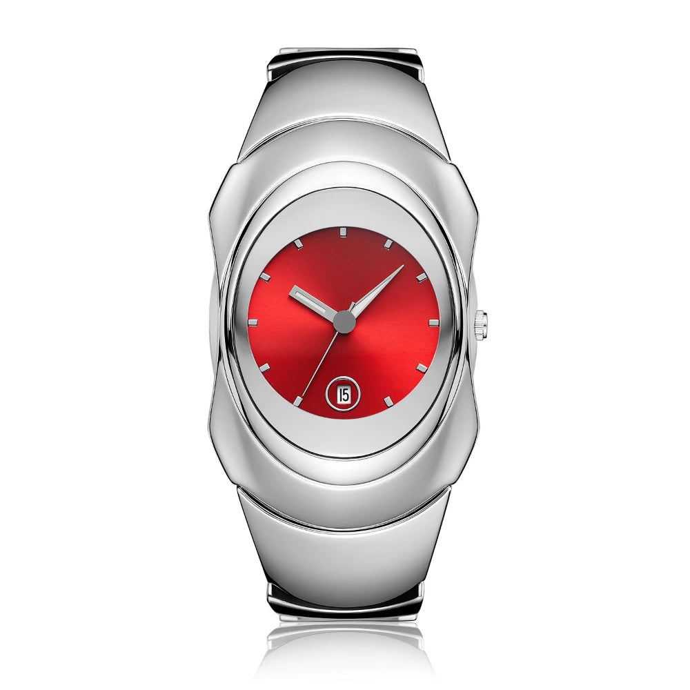 Fashion Quartz Watch Mens Y2k Red Alien Style Green Creative Blade Design Special Fashion Unique Steel Men Watch Personalize AAA Clock