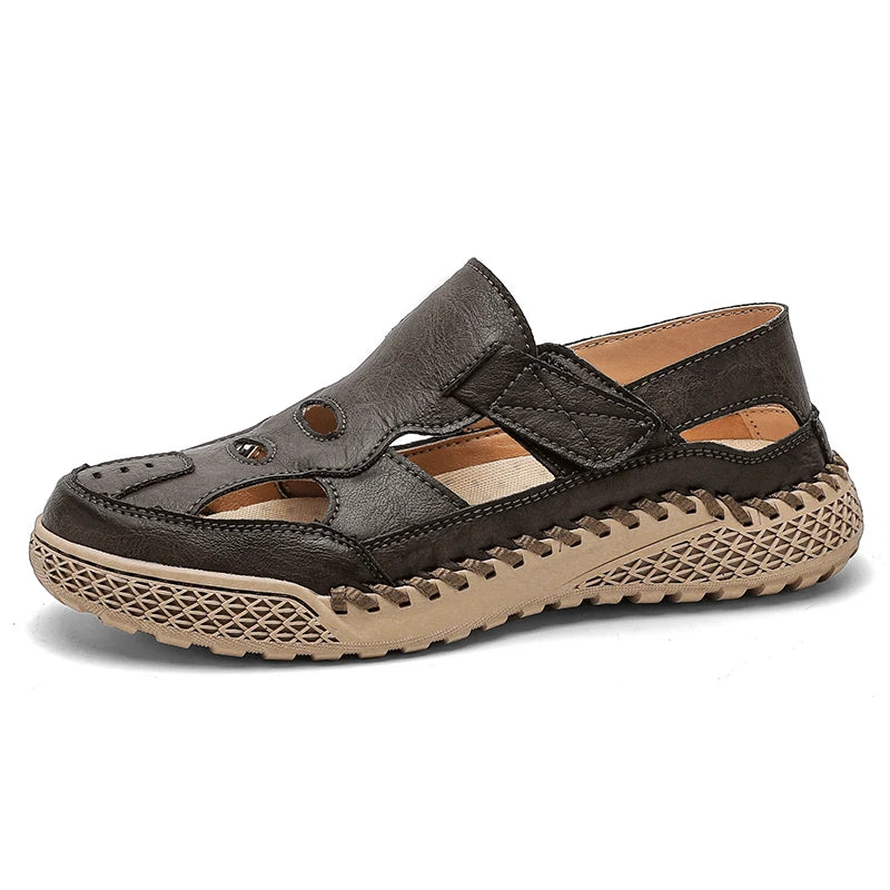 Male Casual Leather Summer Shoes Versatile Men's Sandals Durable Handmade Stitching Besch Shoes Non Slip Roma Footwear Sandals
