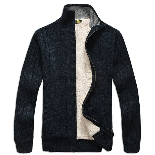 Men's Winter Sweater Male Clothes Thick Fleece Casual Cardigan Knitted Sweater for Men Coat Warm 2021