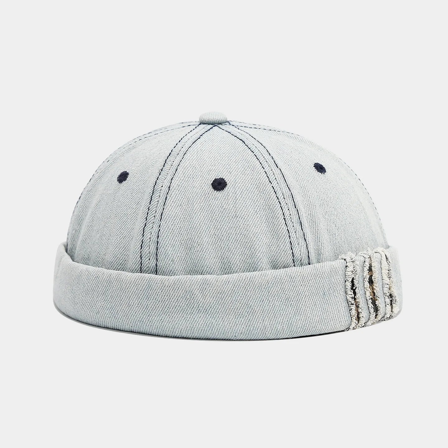 Retro Denim Docker Cap Splicing Style Brimless Caps Without Visor Leopard Beanie Hat Hats Adjustable Street Cool Vintage