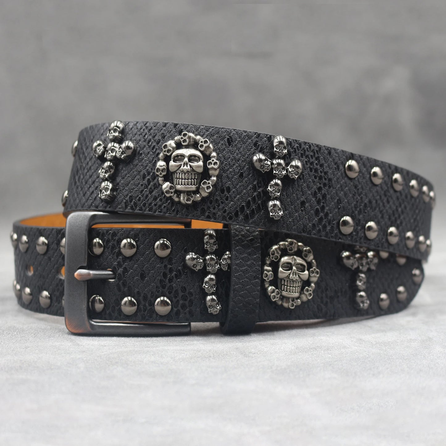 Rivet belt Cross and skull Decoration Belt Man's Goth Rock Fashion Ladies Leather Studded Gift Wild Adjustable Women Punk Belt