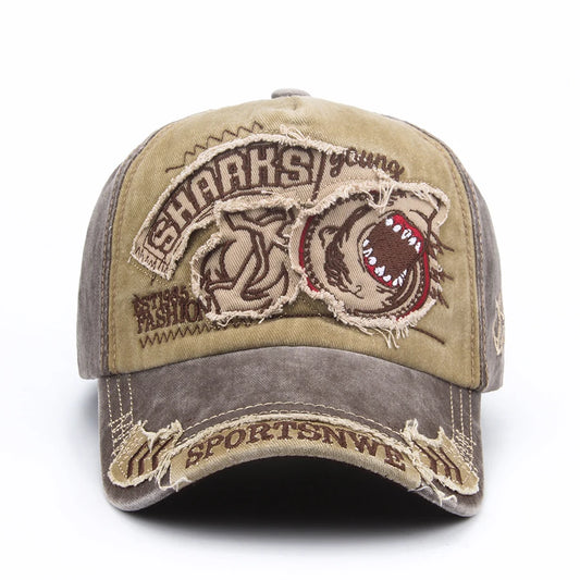 Summer Men Baseball Cap Cotton Fashion Shark Embroidery Vintage Casual Visor Hat For Women Snapback Hip Hop Caps Unisex