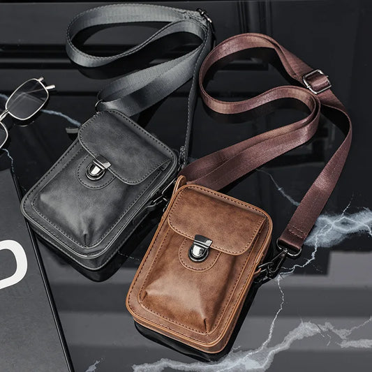Vintage Mini Men's Crossbody Bag Fashion Shoulder Bag Men Mobile Phone Bag Casual Handbags Small Crossbody Shoulder Bag For Men