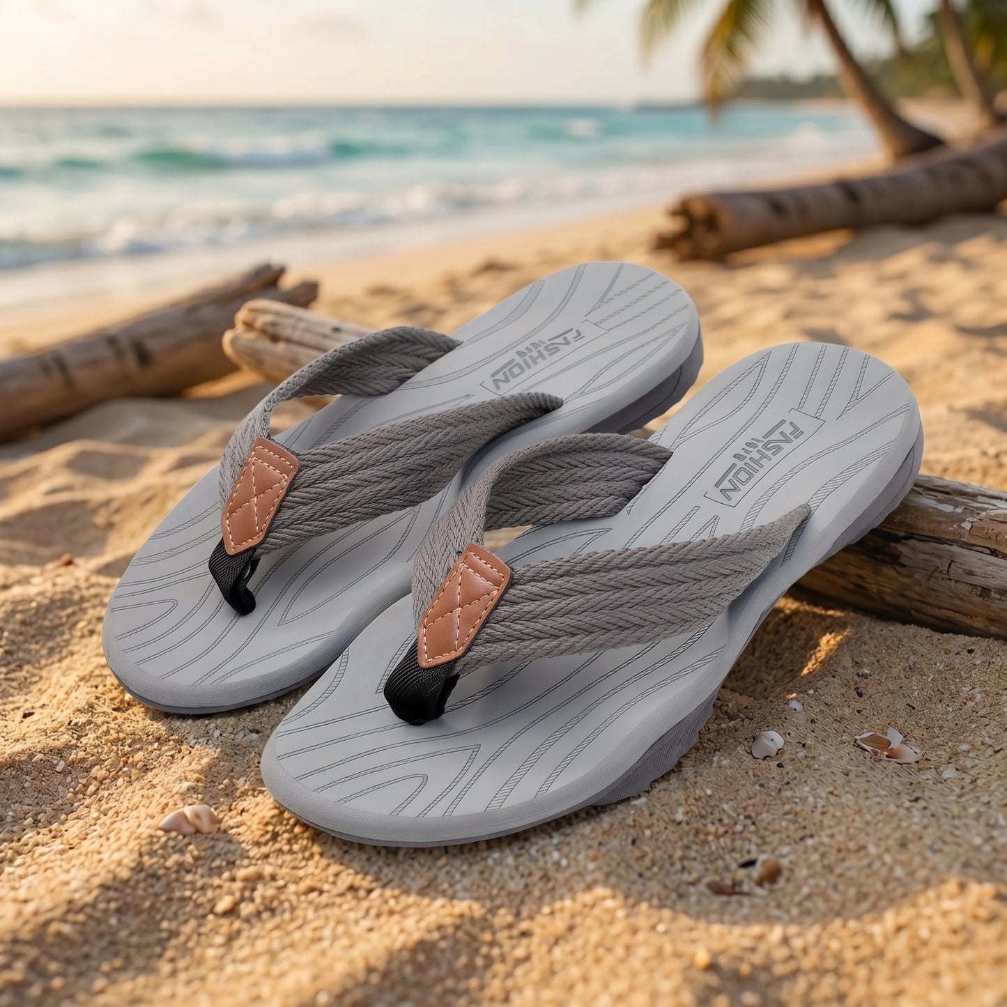 Summer men's slippers made of EVA material are comfortable and non irritating. Outdoor flip flops are of good quality