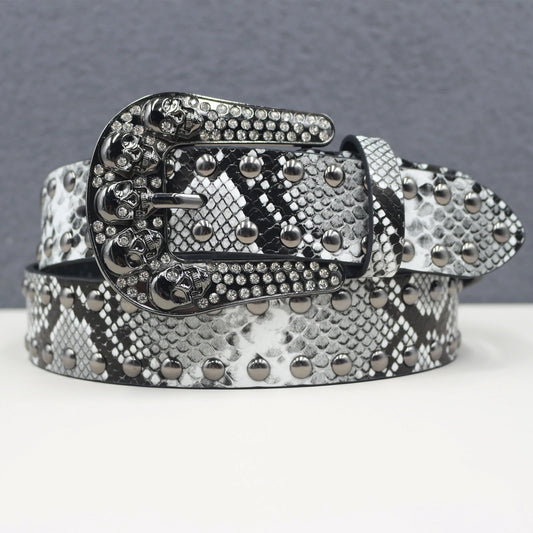 Pyramid Fashion Rivet Belt Snake Cat Paw Skull Men&Women's Studded Belt Punk Rock With Pin Buckle Drop Shipping Black