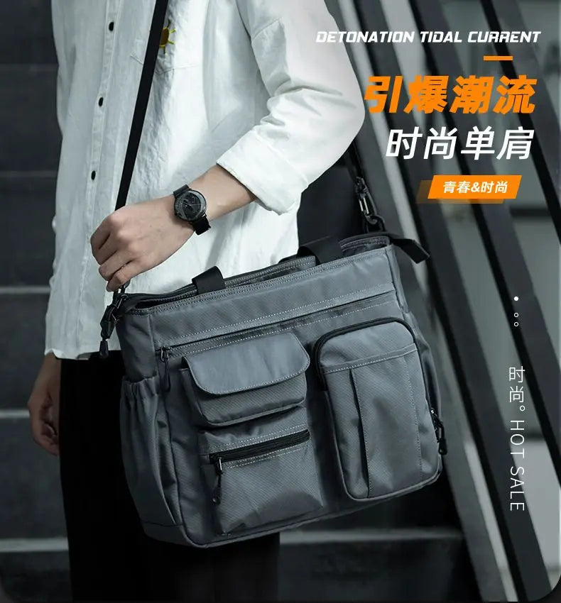 14 Pocket Men Shoulder Messenger Bag Waterproof Crossbody Bags Waterproof Oxford Travel Handbag Large Capacity Storage Work Bags