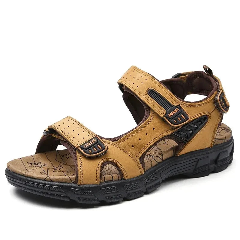 2025 New Genuine Leather Men's Sandals Summer Outdoor Non-slip Hiking Trekking Shoes for Men Beach Slippers Casual Sneakers