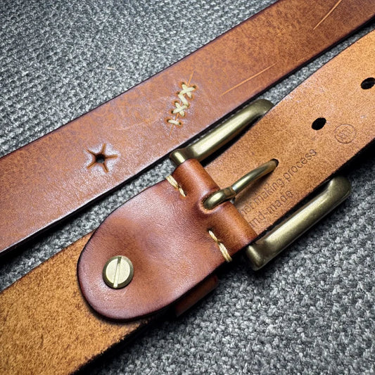 Extra Thick Genuine Leather Vintage Distressed Brass Pin Buckle Men's Belt Designer Lucky Tactical Personality Jeans Male Belt