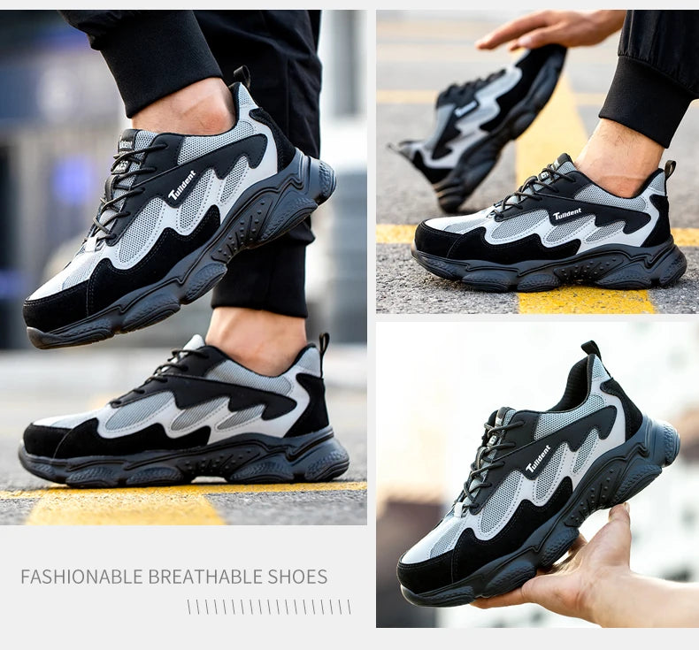 Safety Shoes, Puncture and Smash Resistant Work Shoes, Men's Protective Shoes, Wear-Resistant Work Boots