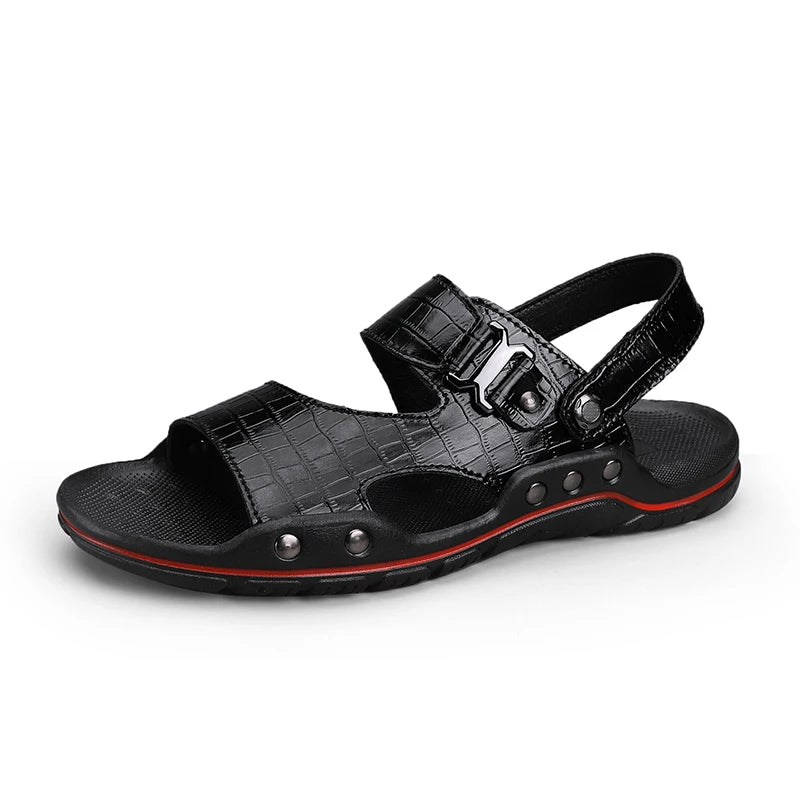 Simple Mens Sandals Casual Leather Solid Color Summer Outdoor Shoe Comfy Casual Open Toe Sandals Soft Beach Flat Designer Sandal
